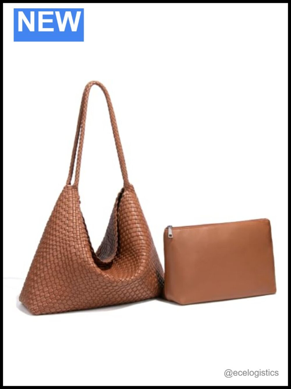 Woven Tote Bag for Women Vegan Leather Slouchy Hobo with Removable Pouch